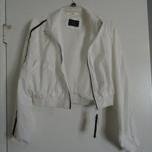 White Windbreaker Crop Top Jacket